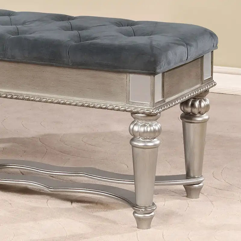Zeln Traditional Fabric Tufted Upholstered Accent Bench by Furniture of America