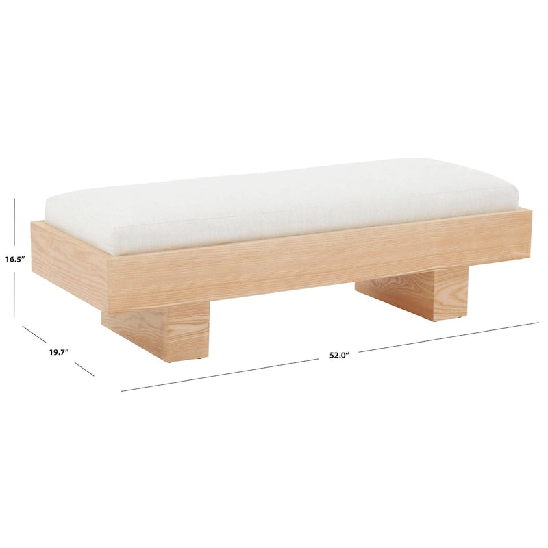 SAFAVIEH Couture Ferah White Wood Bench - 52 W x 20 D x 17 H - 52Wx20Dx17H