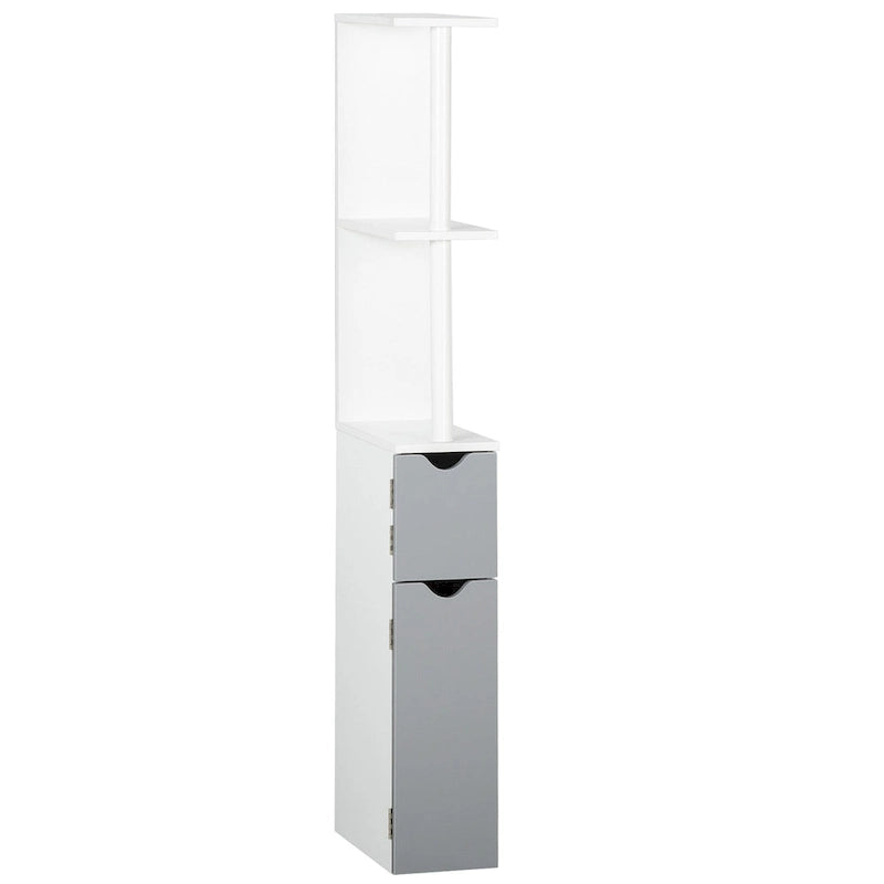 kleankin Tall Bathroom Storage Cabinet with 2 Open Shelves and 2 Door Cabinets, Freestanding Linen Tower