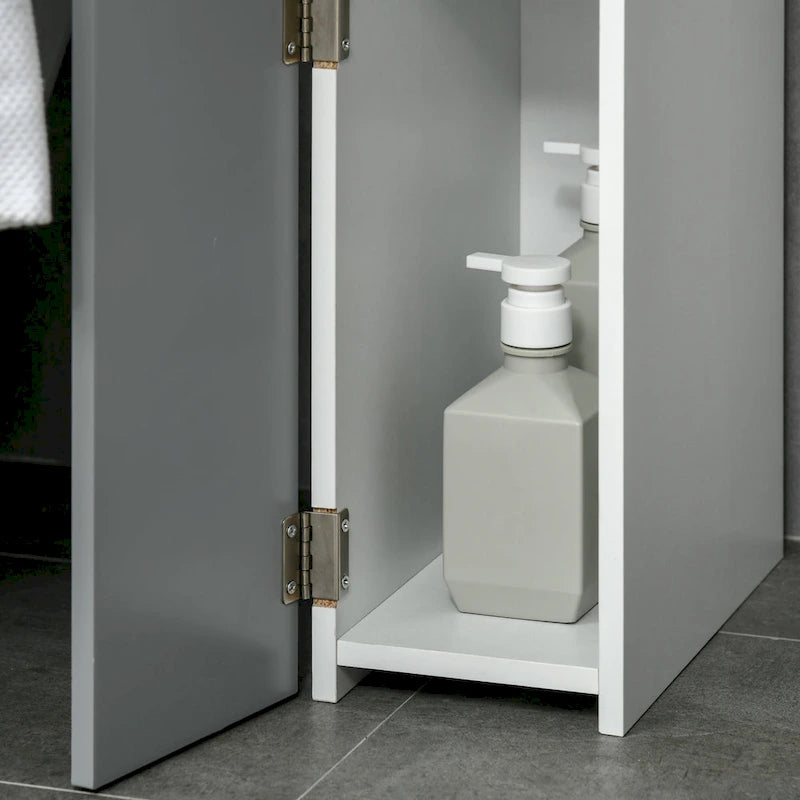 kleankin Tall Bathroom Storage Cabinet with 2 Open Shelves and 2 Door Cabinets, Freestanding Linen Tower