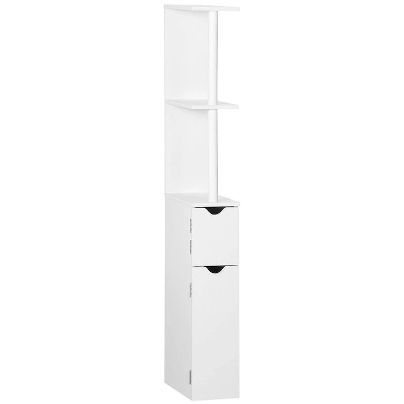 kleankin Tall Bathroom Storage Cabinet with 2 Open Shelves and 2 Door Cabinets, Freestanding Linen Tower