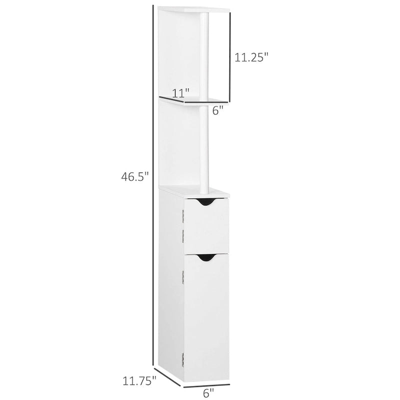 kleankin Tall Bathroom Storage Cabinet with 2 Open Shelves and 2 Door Cabinets, Freestanding Linen Tower
