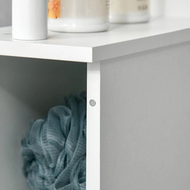 kleankin Tall Bathroom Storage Cabinet with 2 Open Shelves and 2 Door Cabinets, Freestanding Linen Tower