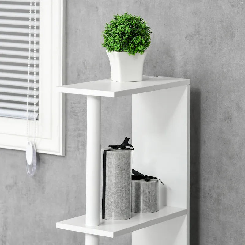kleankin Tall Bathroom Storage Cabinet with 2 Open Shelves and 2 Door Cabinets, Freestanding Linen Tower