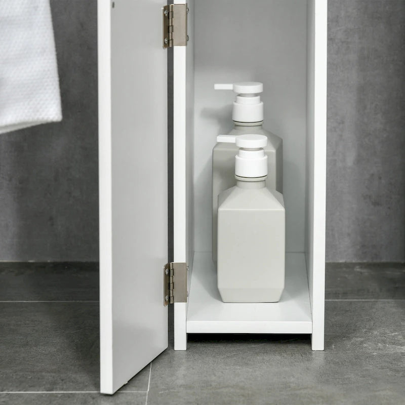 kleankin Tall Bathroom Storage Cabinet with 2 Open Shelves and 2 Door Cabinets, Freestanding Linen Tower