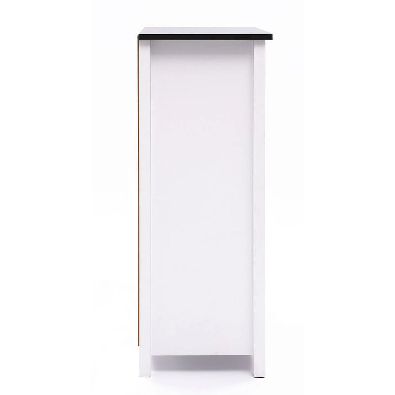 White and Black Wood Bathroom Storage Linen Cabinet - 31.9 H x 23.6 W x 11.8 D