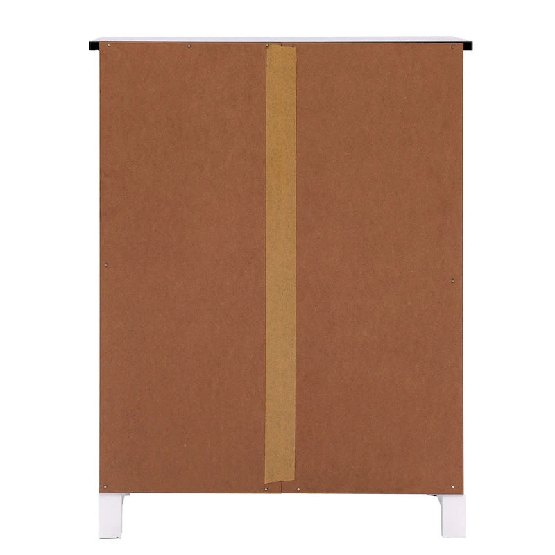 White and Black Wood Bathroom Storage Linen Cabinet - 31.9 H x 23.6 W x 11.8 D