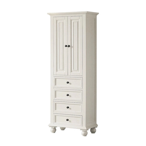 24 Inch French White Finish Linen Cabinet - 24W x 68H
