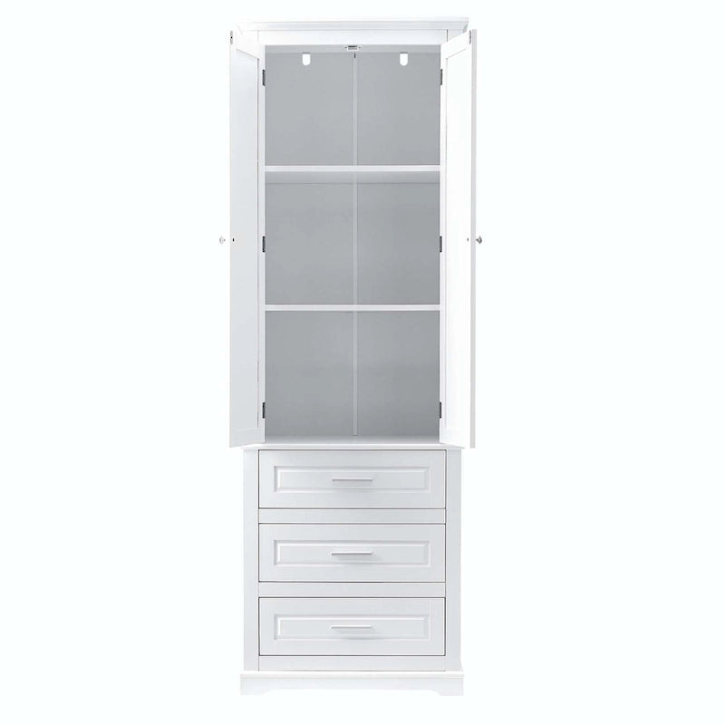 Bathroom Tall Storage Cabinet with Three Drawers