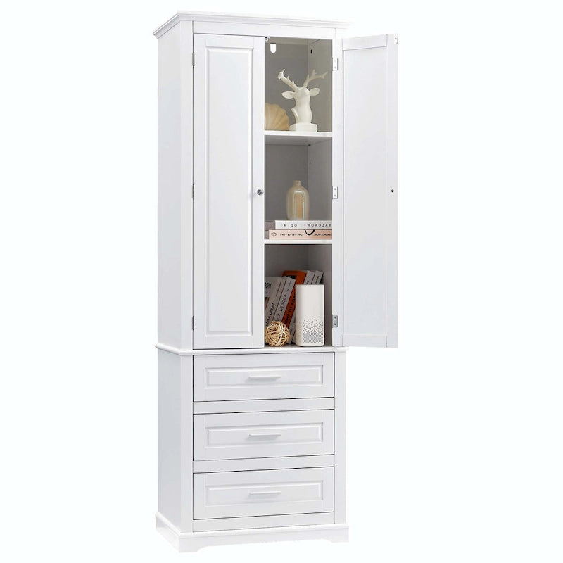 Bathroom Tall Storage Cabinet with Three Drawers