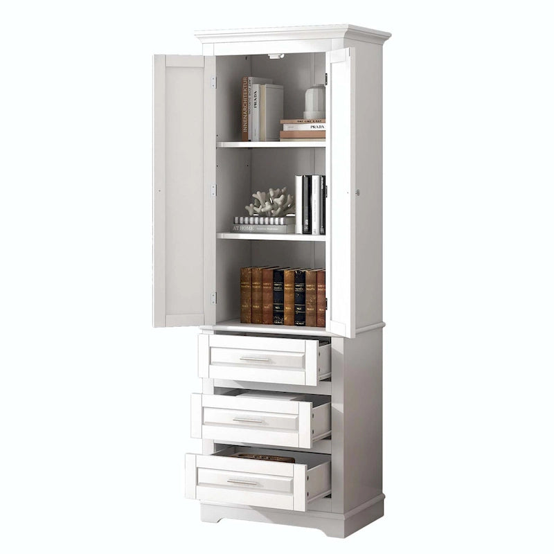 Bathroom Tall Storage Cabinet with Three Drawers