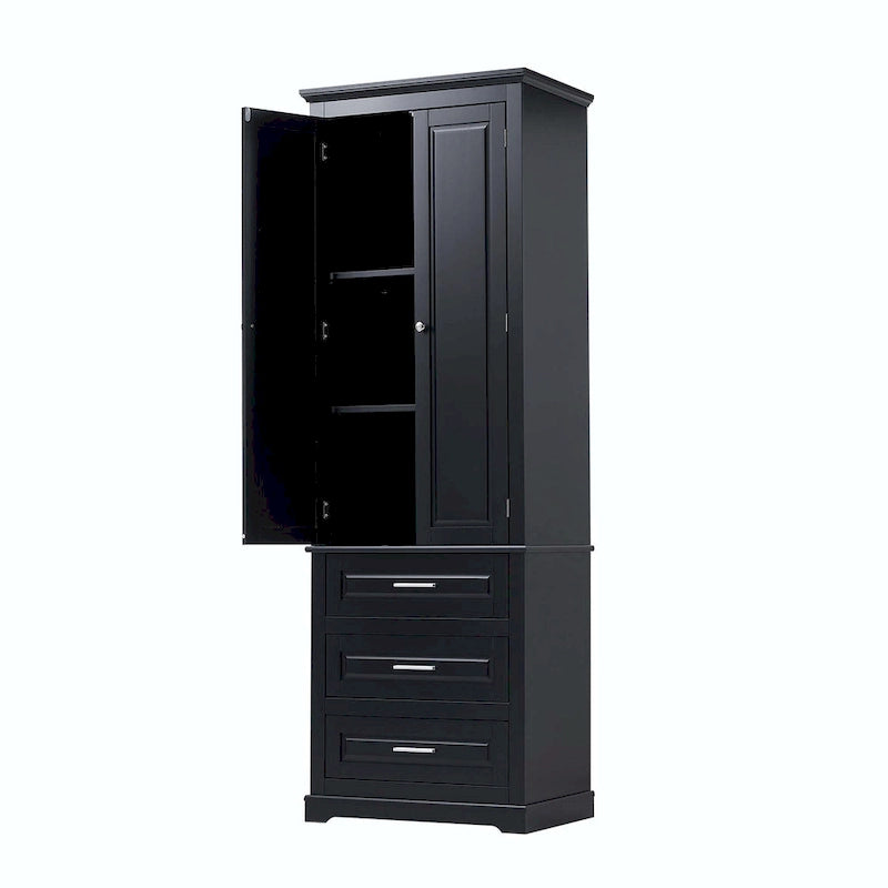 Bathroom Tall Storage Cabinet with Three Drawers