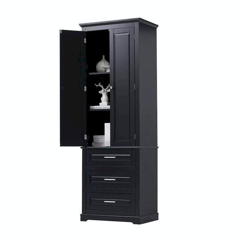 Bathroom Tall Storage Cabinet with Three Drawers