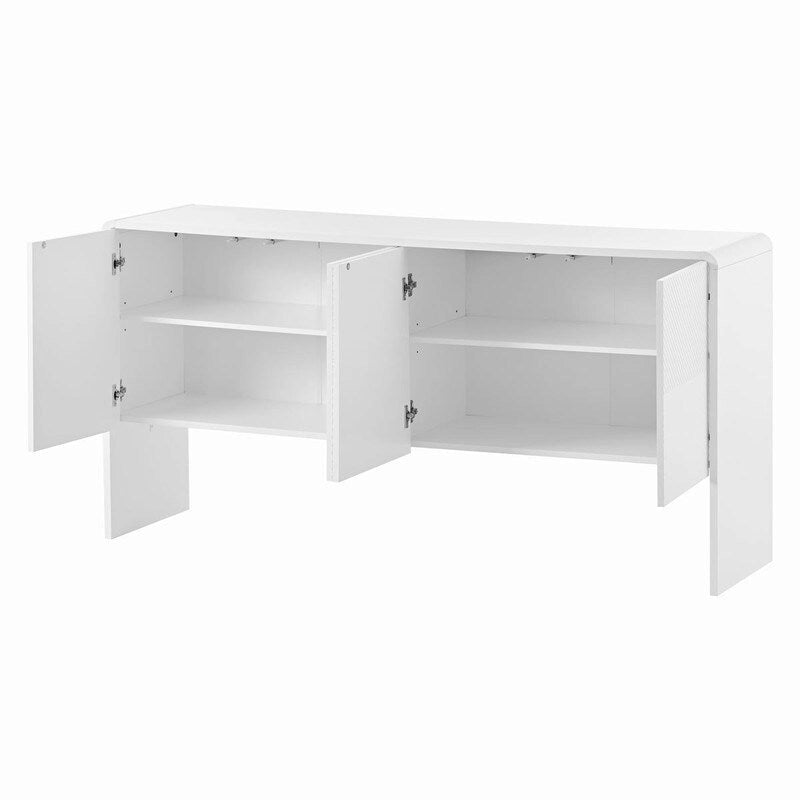 60L Large Storage Space Sideboard with 4 Doors - N/A