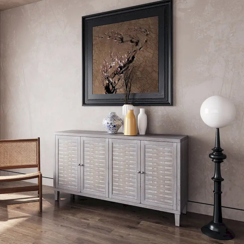 Accent Cabinet 4 Door Wooden Cabinet Sideboard Buffet Server Cabinet - N/A