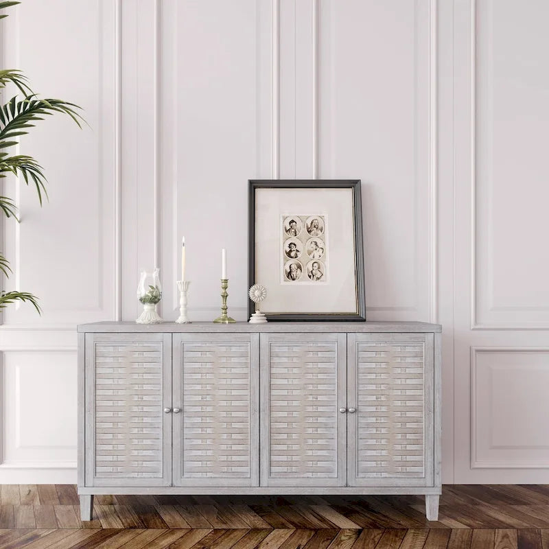 Accent Cabinet 4 Door Wooden Cabinet Sideboard Buffet Server Cabinet - N/A