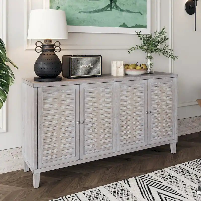 Accent Cabinet 4 Door Wooden Cabinet Sideboard Buffet Server Cabinet - N/A