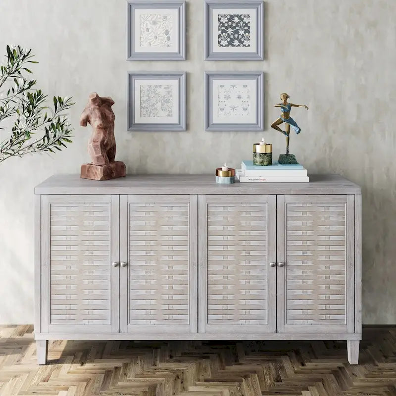 Accent Cabinet 4 Door Wooden Cabinet Sideboard Buffet Server Cabinet - N/A
