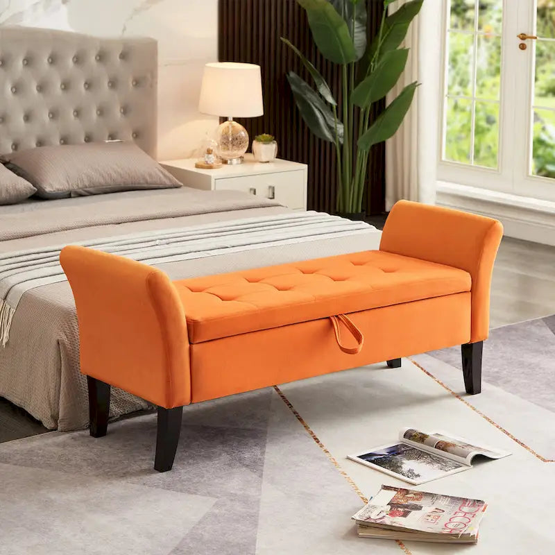 51.5 Velvet Bench with Storage