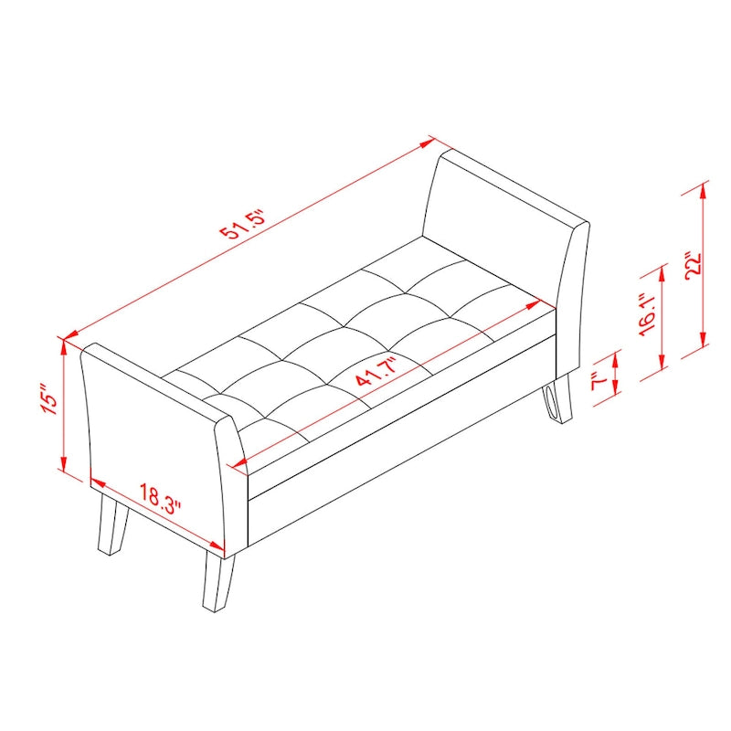 51.5 Velvet Bench with Storage