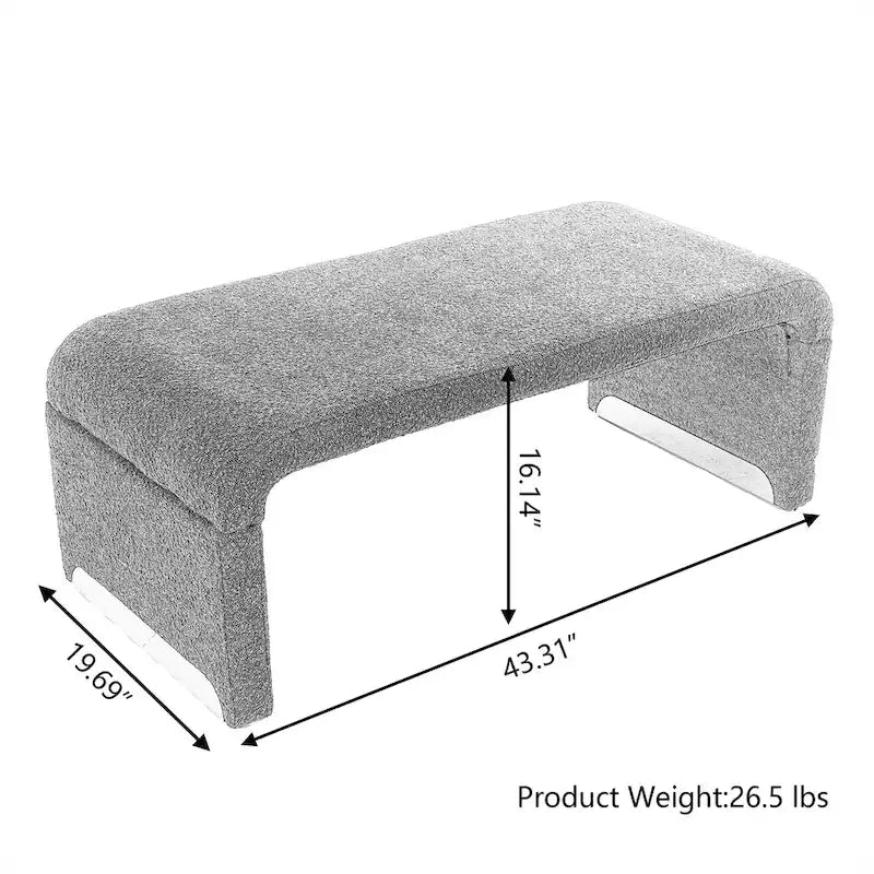 New Boucle Fabric Ottoman Footstool Bedroom Bench Shoe Bench With Gold Metal Legs