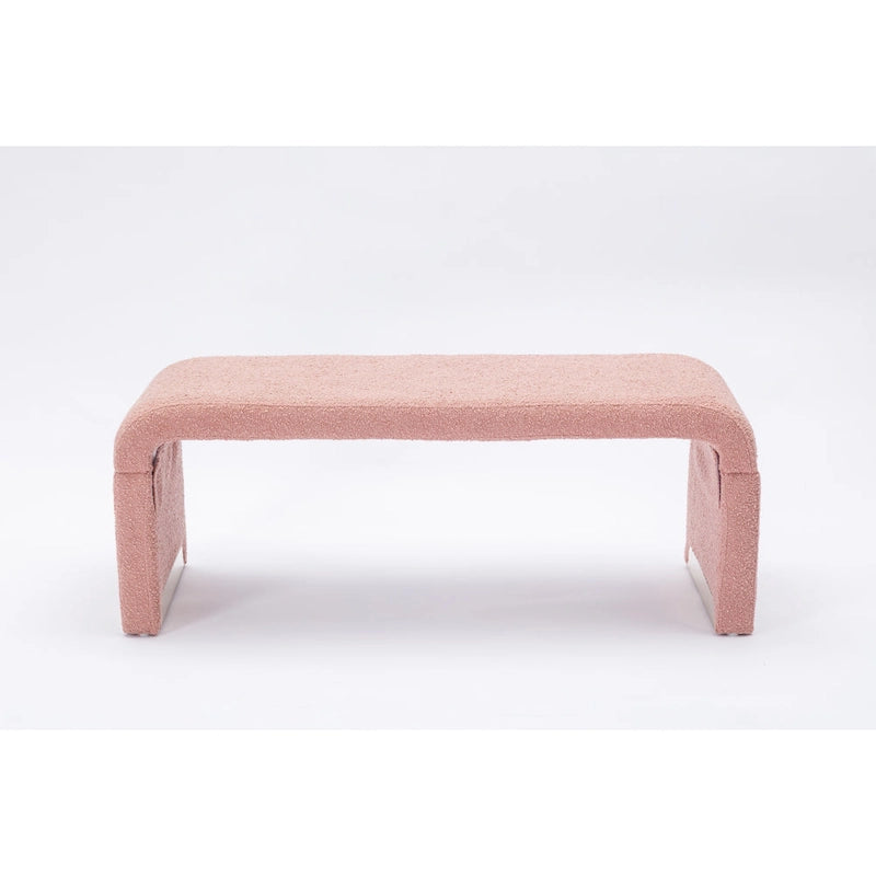 New Boucle Fabric Ottoman Footstool Bedroom Bench Shoe Bench With Gold Metal Legs