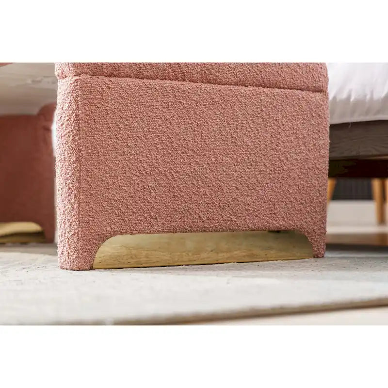 New Boucle Fabric Ottoman Footstool Bedroom Bench Shoe Bench With Gold Metal Legs