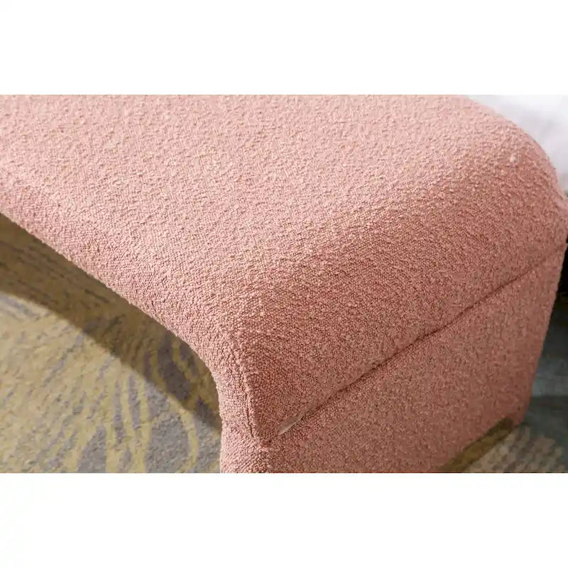 New Boucle Fabric Ottoman Footstool Bedroom Bench Shoe Bench With Gold Metal Legs
