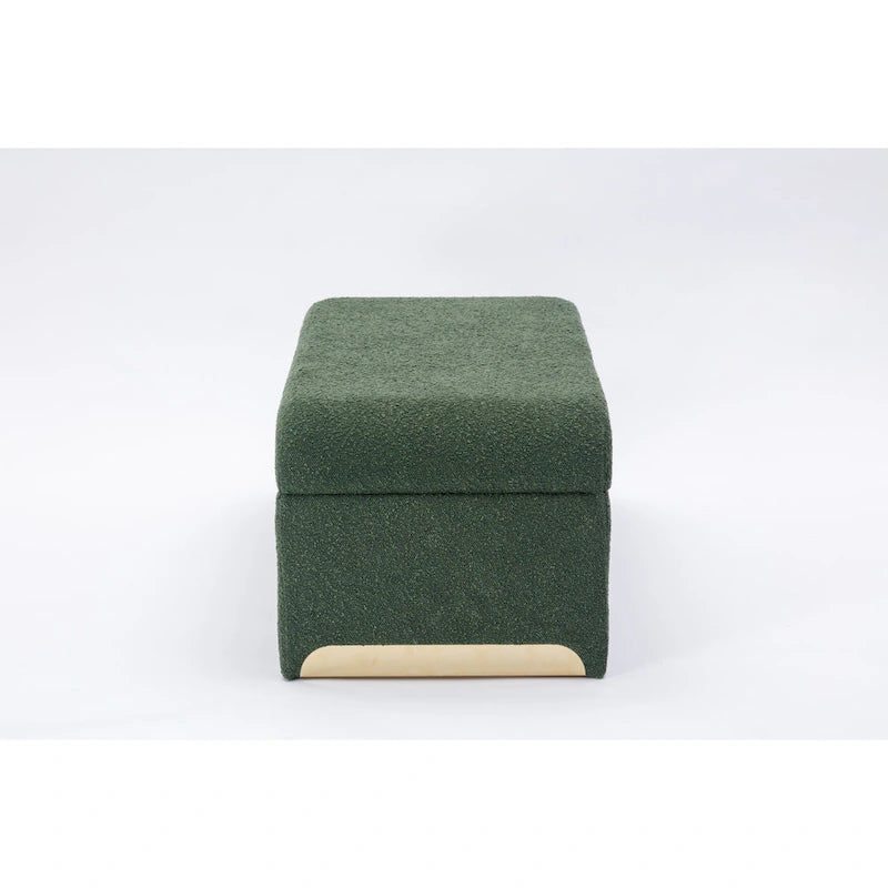 New Boucle Fabric Ottoman Footstool Bedroom Bench Shoe Bench With Gold Metal Legs
