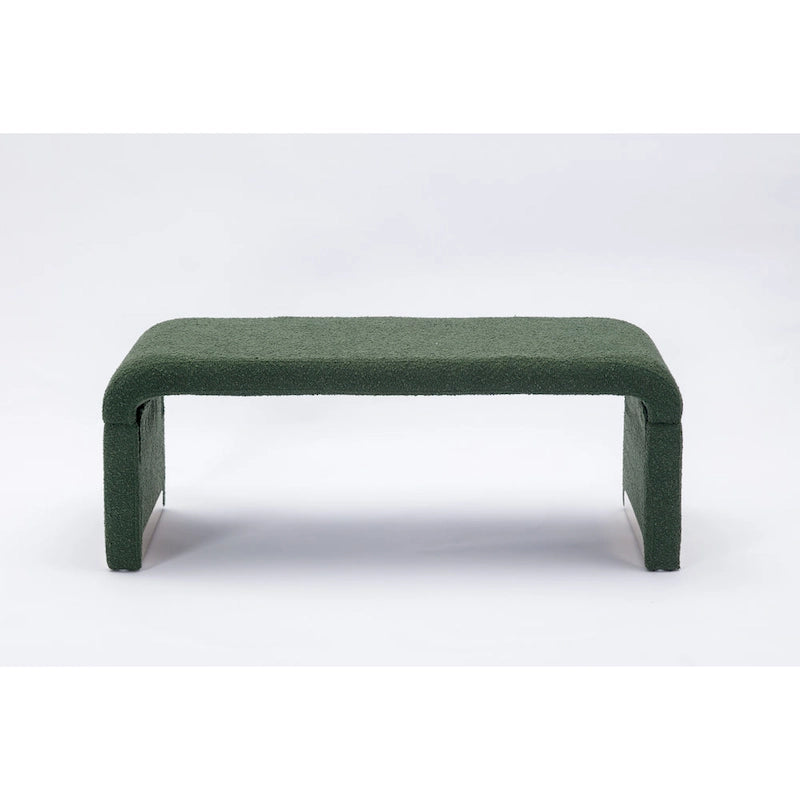 New Boucle Fabric Ottoman Footstool Bedroom Bench Shoe Bench With Gold Metal Legs