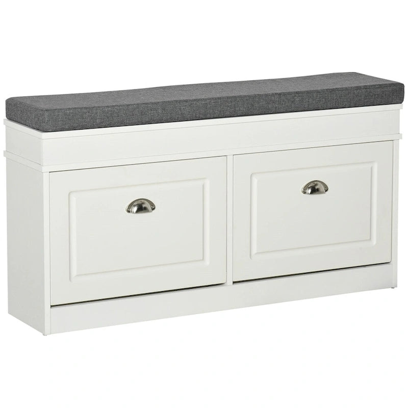 Modern Shoe Rack Bench with Drawers and Adjustable Shelf