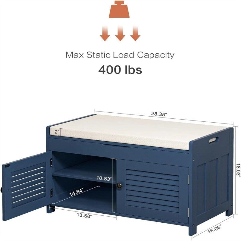 Shoe Storage Bench - 15.94D x 28.35W x 17.87H