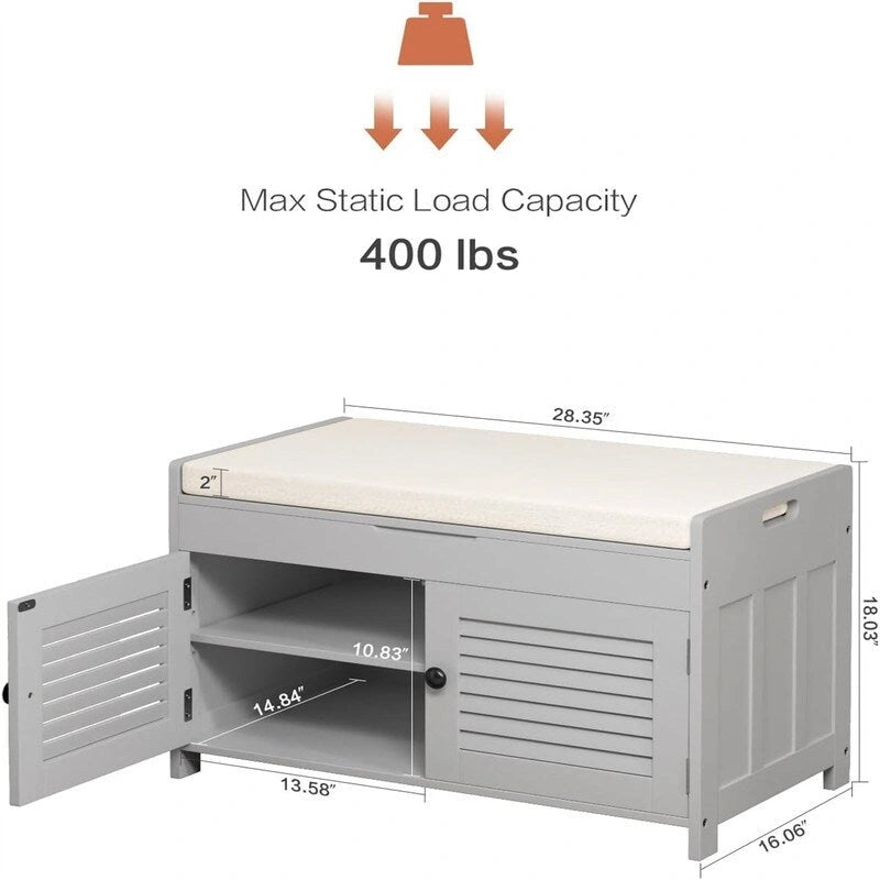 Shoe Storage Bench - 15.94D x 28.35W x 17.87H