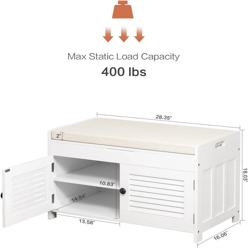 Shoe Storage Bench - 15.94D x 28.35W x 17.87H