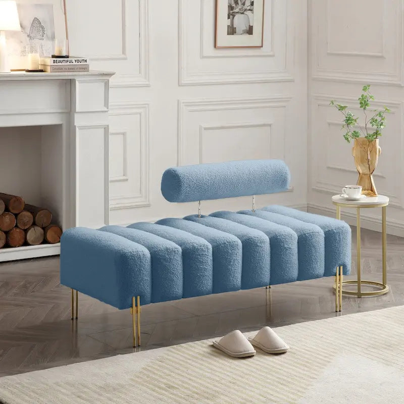 53.2 Width Modern End of Bed Bench Fabric Upholstered 2 Seater Sofa Couch Entryway Ottoman Bench