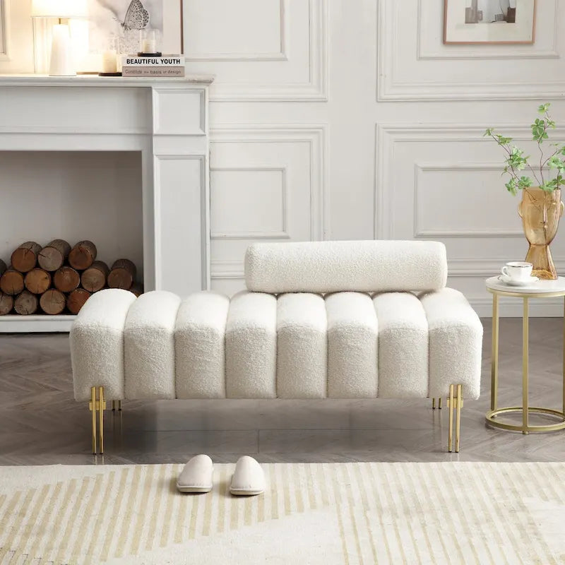 53.2 Width Modern End of Bed Bench Fabric Upholstered 2 Seater Sofa Couch Entryway Ottoman Bench
