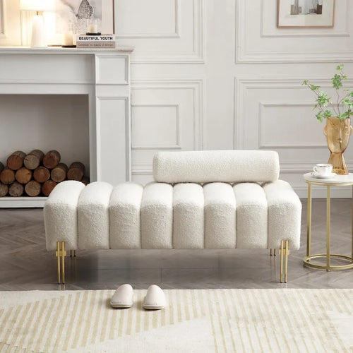 Banc de bout de lit moderne de 53,2 po de large, tapissé de tissu, canapé 2 places, banc ottoman d'entrée