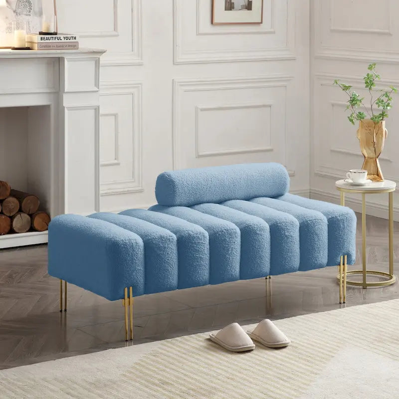 53.2 Width Modern End of Bed Bench Fabric Upholstered 2 Seater Sofa Couch Entryway Ottoman Bench