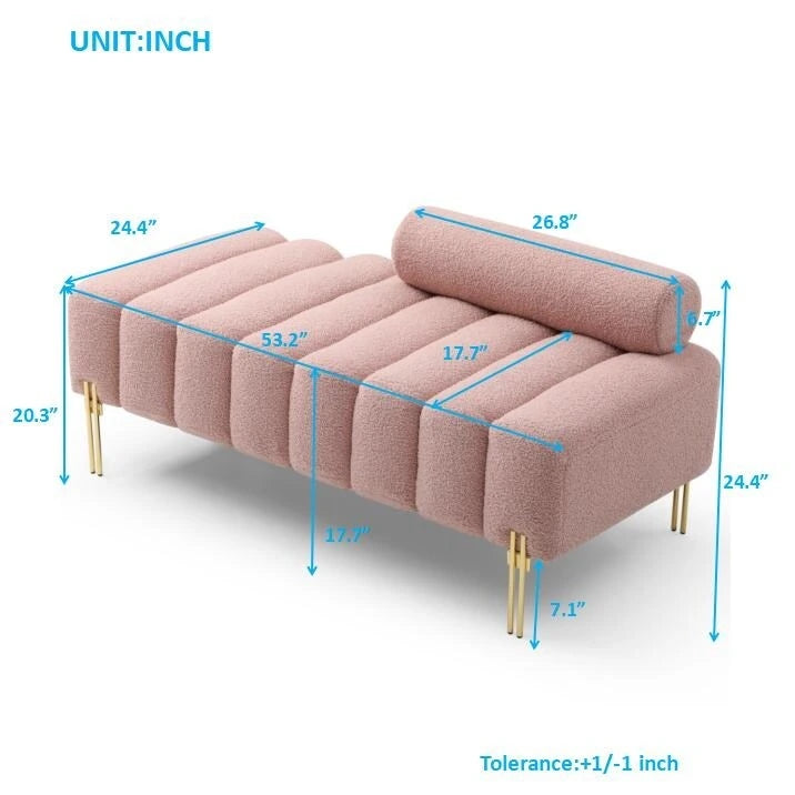 53.2 Width Modern End of Bed Bench Fabric Upholstered 2 Seater Sofa Couch Entryway Ottoman Bench