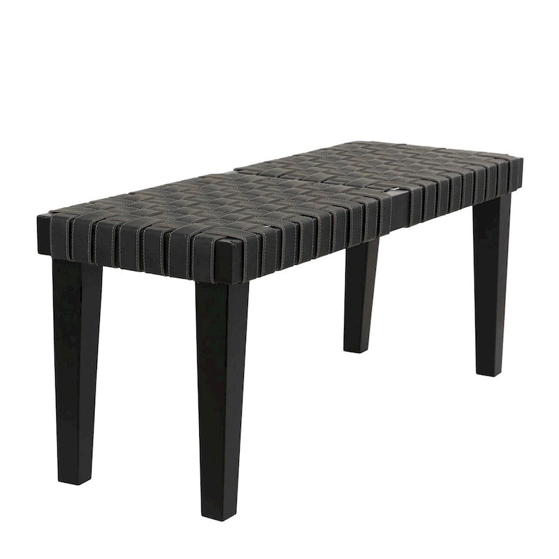 Wood Woven Bench - Black or Brown - Roche River Decor