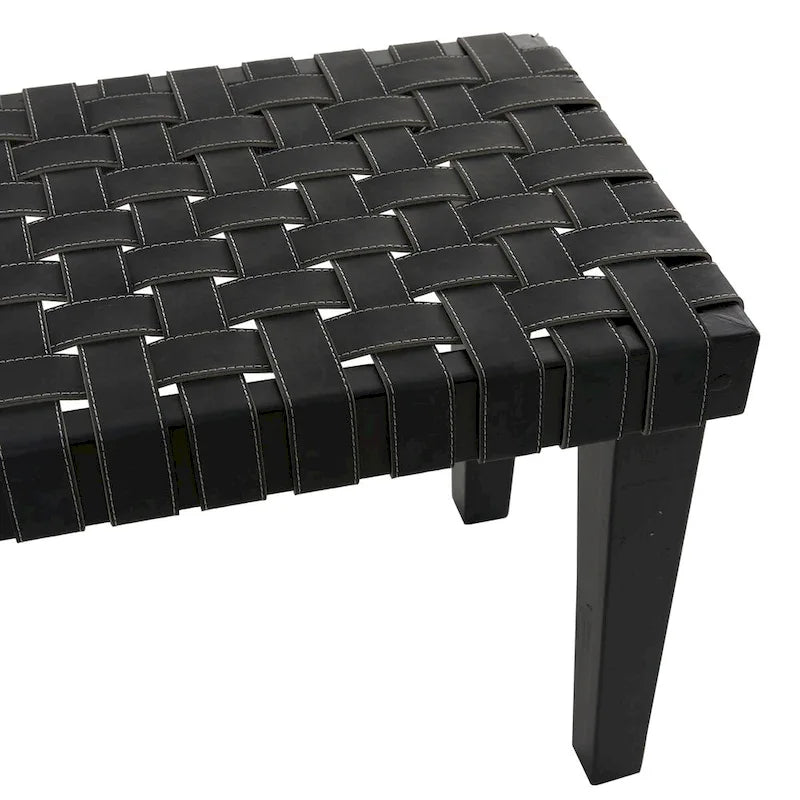 Wood Woven Bench - Black or Brown - Roche River Decor