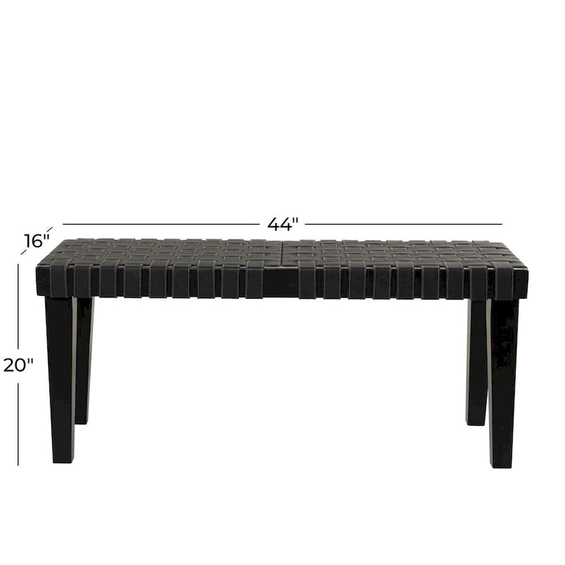 Wood Woven Bench - Black or Brown - Roche River Decor