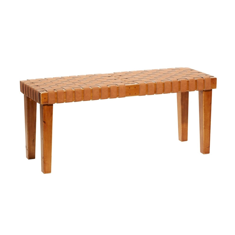 Wood Woven Bench - Black or Brown - Roche River Decor