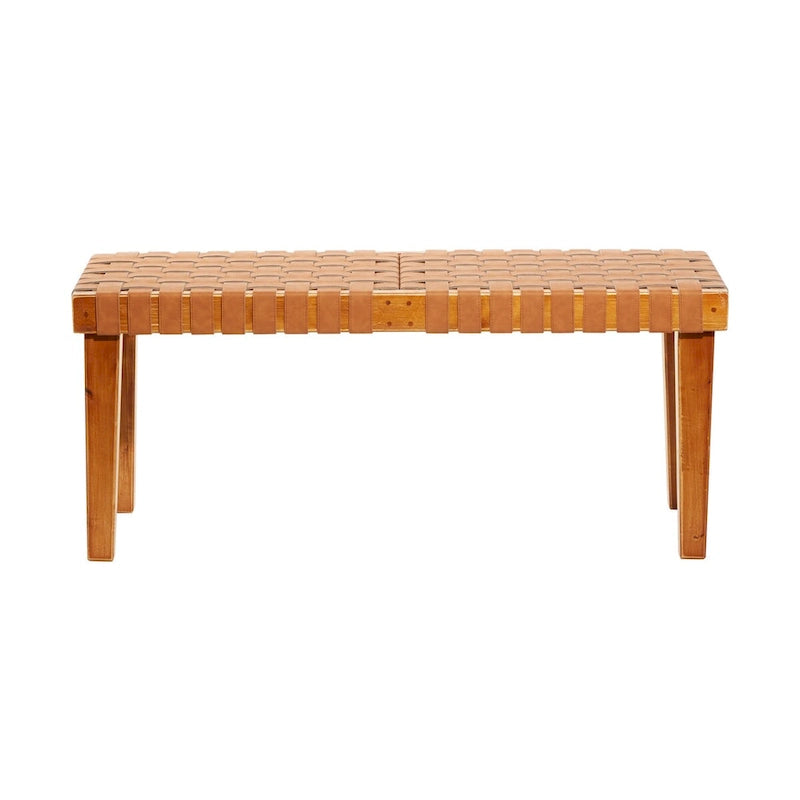 Wood Woven Bench - Black or Brown - Roche River Decor
