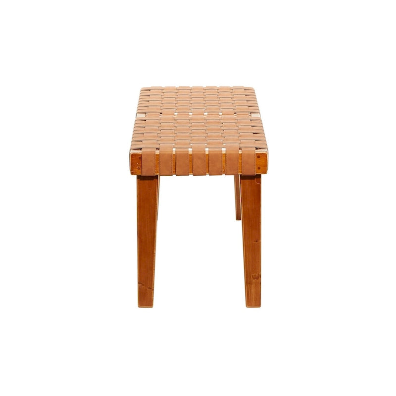 Wood Woven Bench - Black or Brown - Roche River Decor