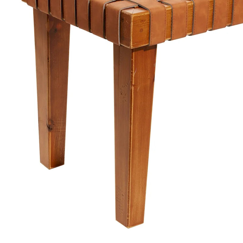 Wood Woven Bench - Black or Brown - Roche River Decor