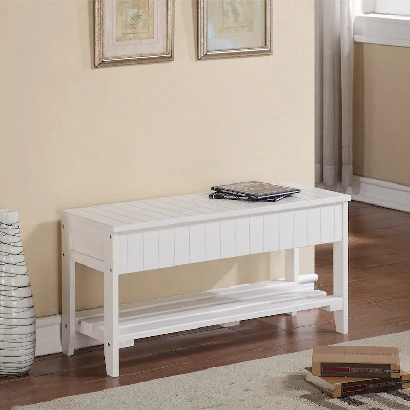 Solid Wood Shoe Bench with Storage