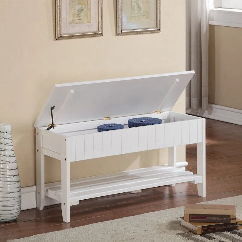Solid Wood Shoe Bench with Storage