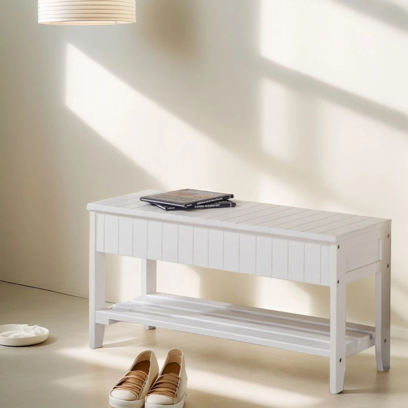 Solid Wood Shoe Bench with Storage