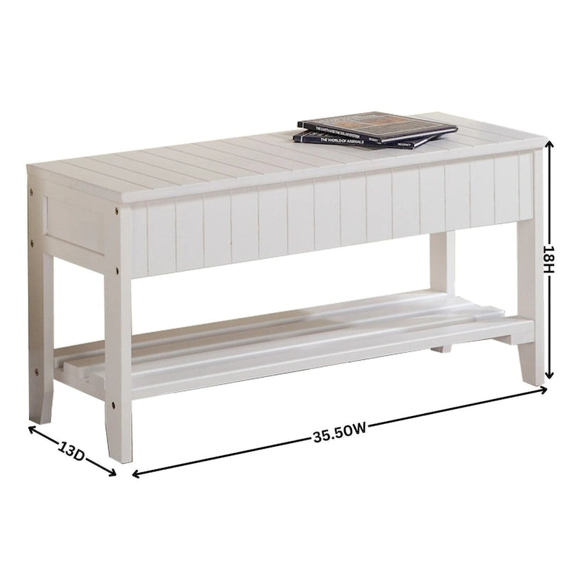 Solid Wood Shoe Bench with Storage